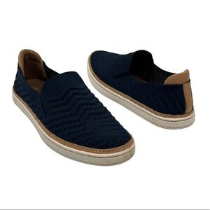 UGG Sammy Navy Rib Knit Leather Slip On Loafers Size 7 Women's